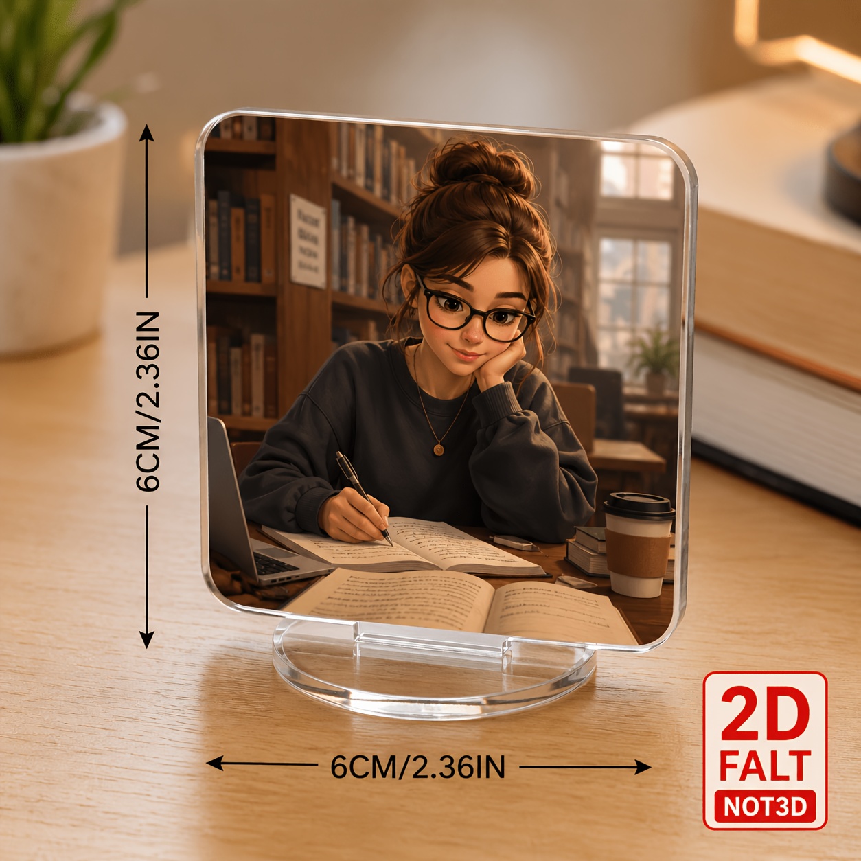 TEMU Piatto 2D, Stampa Fine ad Definizione su Piano 2D, Insegna da Scrivania Personalizzabile in Acrilico a Tema Cartone Animato, Ornamenti