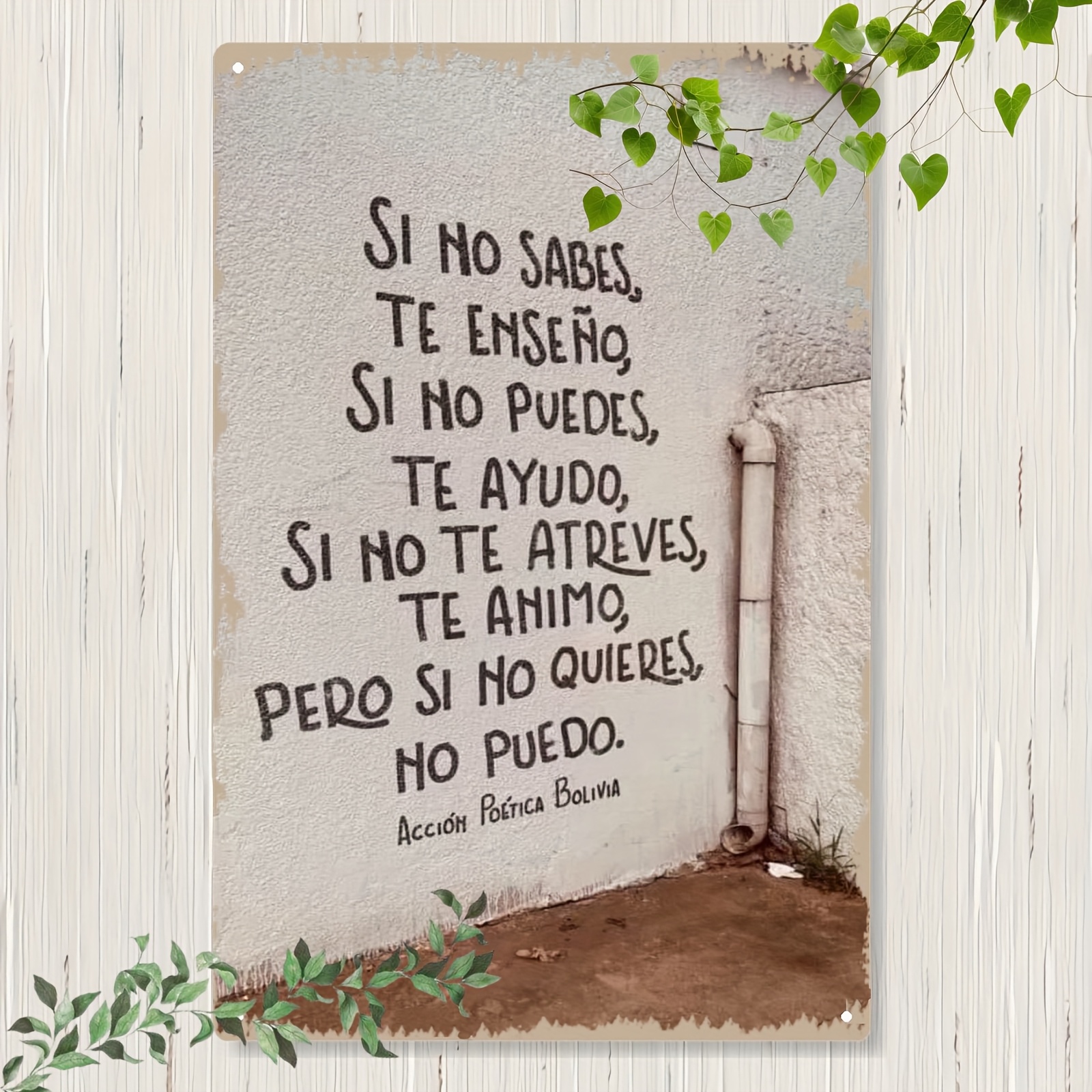 TEMU 2D, [ 2D] 2D, 1 pieza, Letrero metálico motivacional español vintage, Placa metálica para cueva de hombre, dormitorio, baño, bar, cocina,