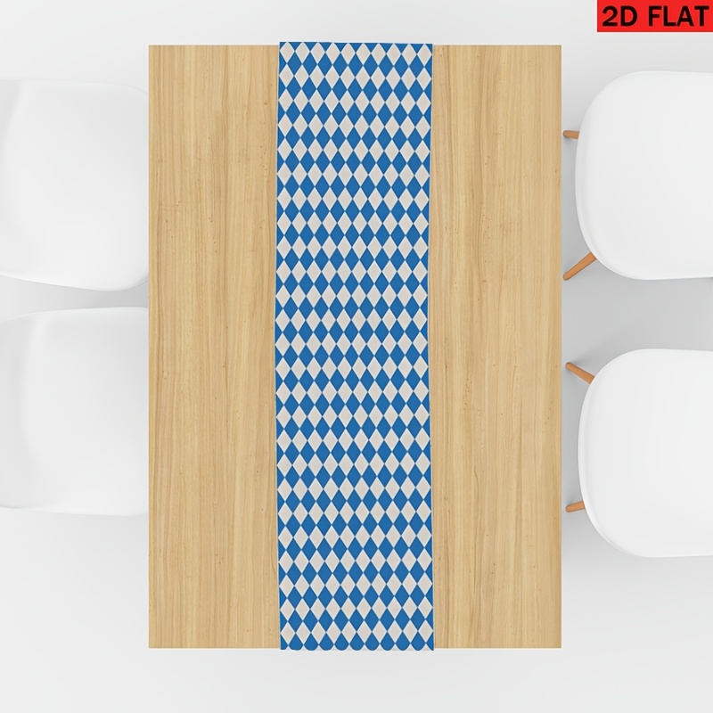 TEMU A 2d Flag Designed With A Regular Arrangement Of Blue And White Diamond Check Patterns, Showcasing Geometric Order And Color Contrast. And Sharp