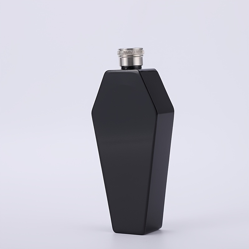 TEMU 1pc Cross-border Thickened Hexagonal Coffin-shaped Painted Mini , 304 Stainless Steel Portable Whiskey For Outdoor Camping