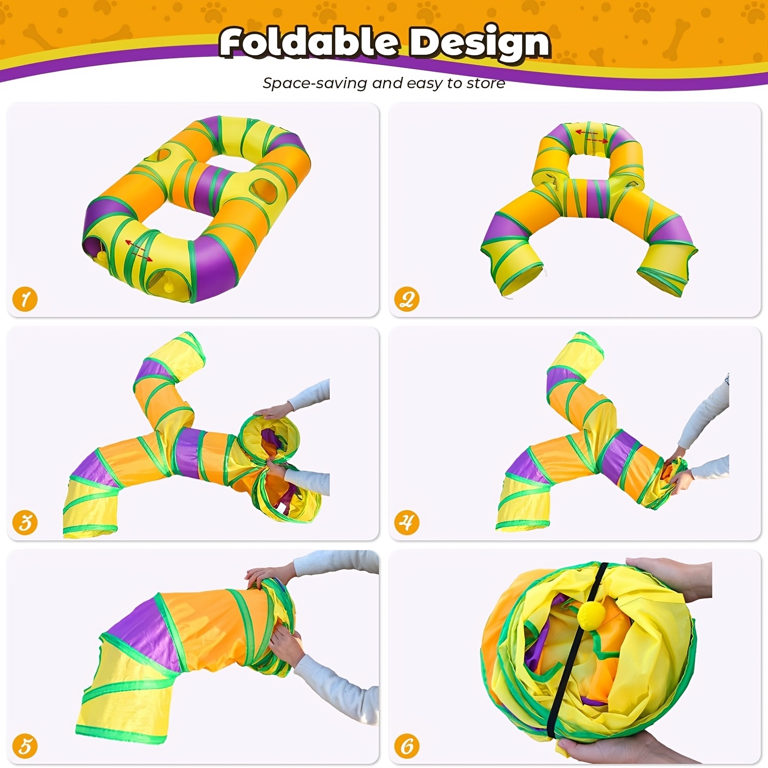 large collapsible play   for indoor cats featuring a maze design with hanging pom poms and interactive   suitable for kittens puppies rabbits   and guinea   Product details 4
