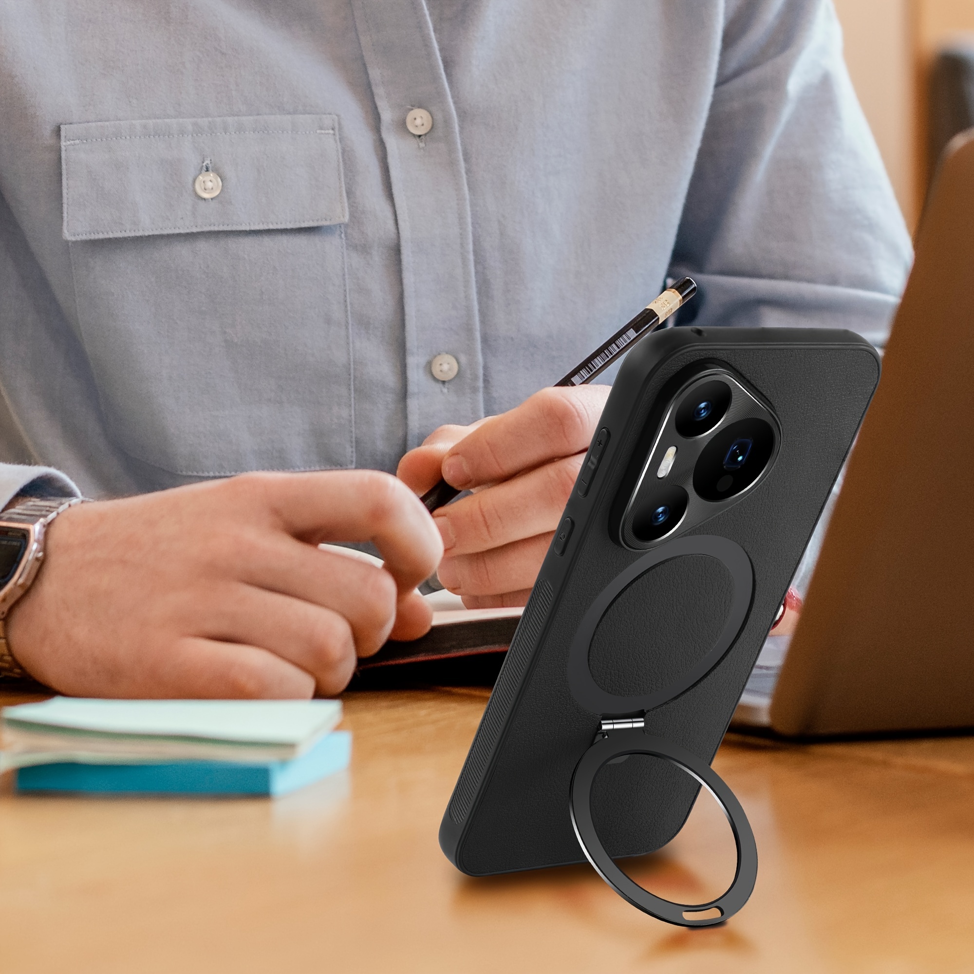 1 étui en cuir pour Huawei P70/P70Pro, protection complète avec support, support magnétique puissant, chargement sans fil, cadeaux pour amis, anniversaire_voghion.com