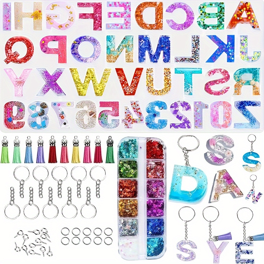 Set Of Molds For Casting Epoxy Resin, Including Silicone Molds For Letters And Numbers, Suitable For And