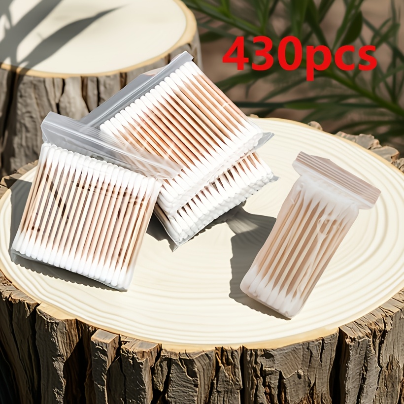 Image of 430pcs Double-tipped Swabs, Paraben-free, Soft Tips, No Fiber Residue, , Includes Hygienic Storage Pouch, Suitable For Gentle Ear Cleaning