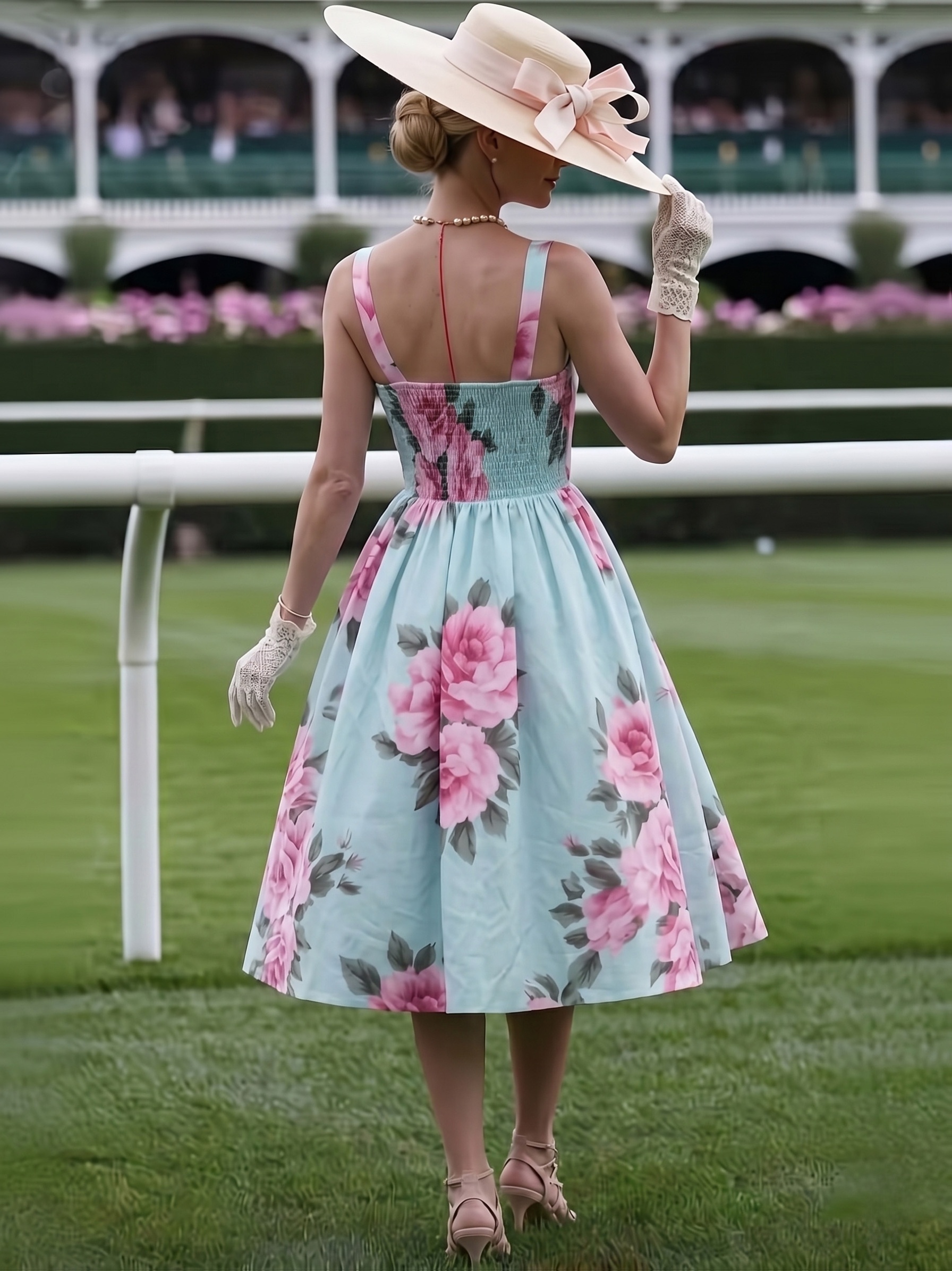 afternoon party dress mint green print dress spaghetti strap square