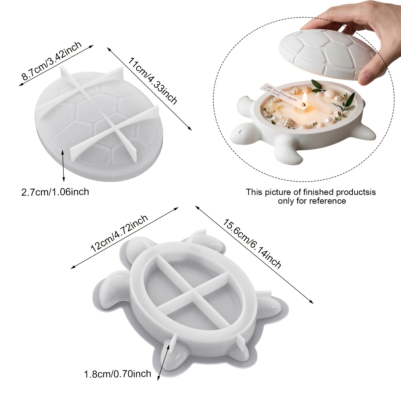 Image of 3d Turtle Storage Box Silicone Mold With Lid, Sea Turtle Shaped Candle Jar Mold For Plaster Concrete Casting, Cute Ocean Home Decor Craft Mold For Handmade Crafts, Home Table Decor