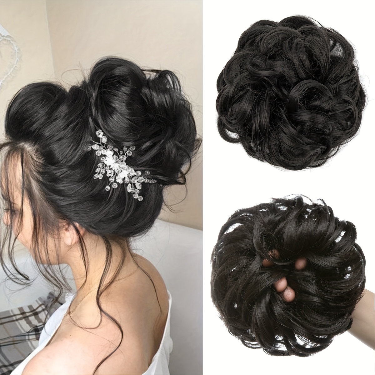 TEMU Fluffy Bud Bun Hair Ring, Easy Hair Transformation | Stylish Updo Accessory | Hightemperature High Temperature Fiber, Scrunchies For Hair