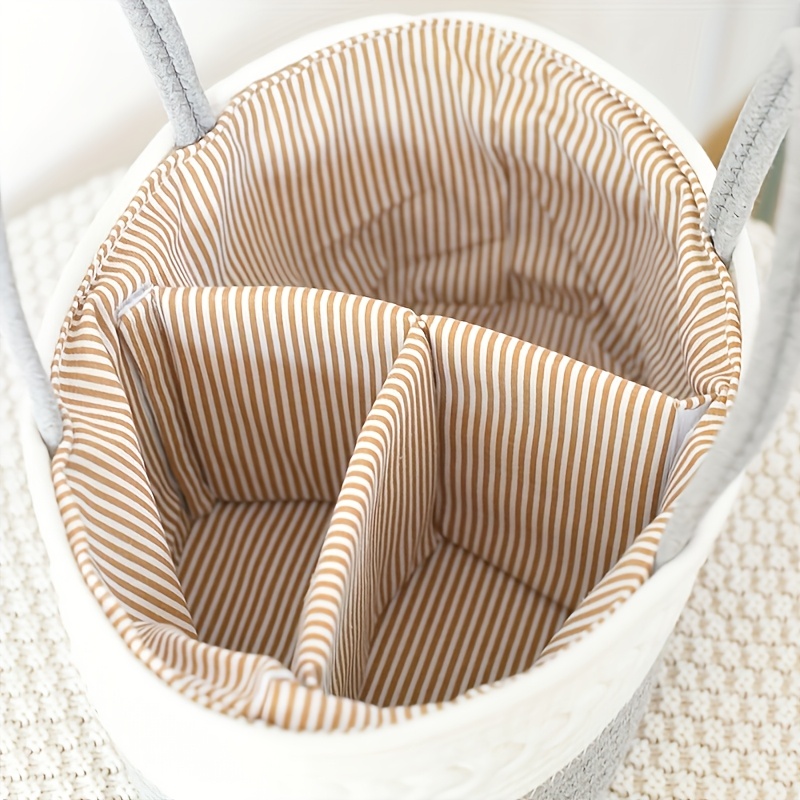 [1 Pack] Large Rope Storage Basket, 36.07X23.11X17.02cm Woven Storage Caddy with Removable Dividers, Multi-Functional Organizer Bin for Home Sundries, Available in Pink/Gray/Beige/Coffee White