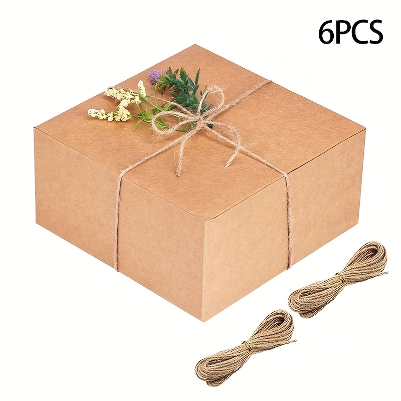 TEMU Geschenk für Sie/Ihn 6-teiliges Geschenkverpackungsboxen-Set, 8×8×4 Zoll und Braun Geschenkboxen, geeignet für Geschenkverpackungen zum