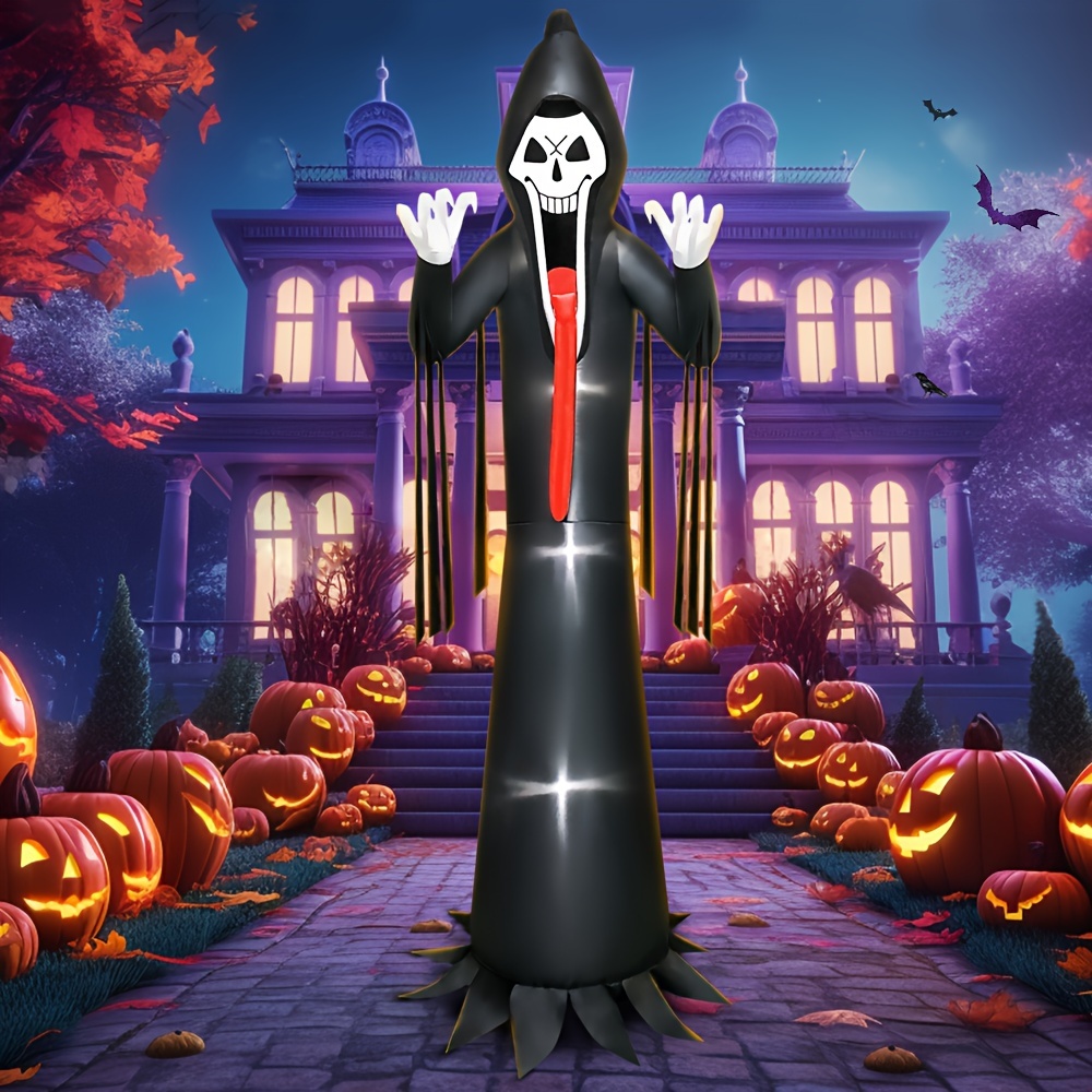 TEMU 10 Ft Halloween Inflatable Reaper Decoration With Led Light Scary Halloween Inflatables Outdoor Lawn Decor Decorations Blow Up Inflatables For Halloween Holiday Party Lawn Yard Garden Decor