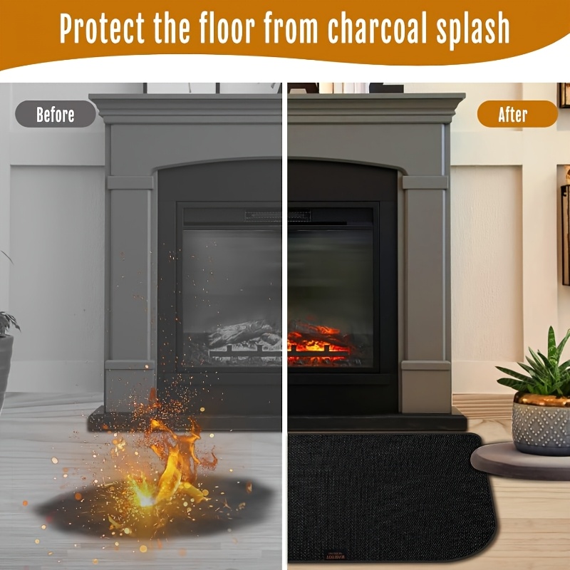 fireproof silicone fireplace   rug 40x19 inches   resistant mat with anti slip bottom fiberglass fire resistant pad for indoor outdoor wood stove floor protection details 1