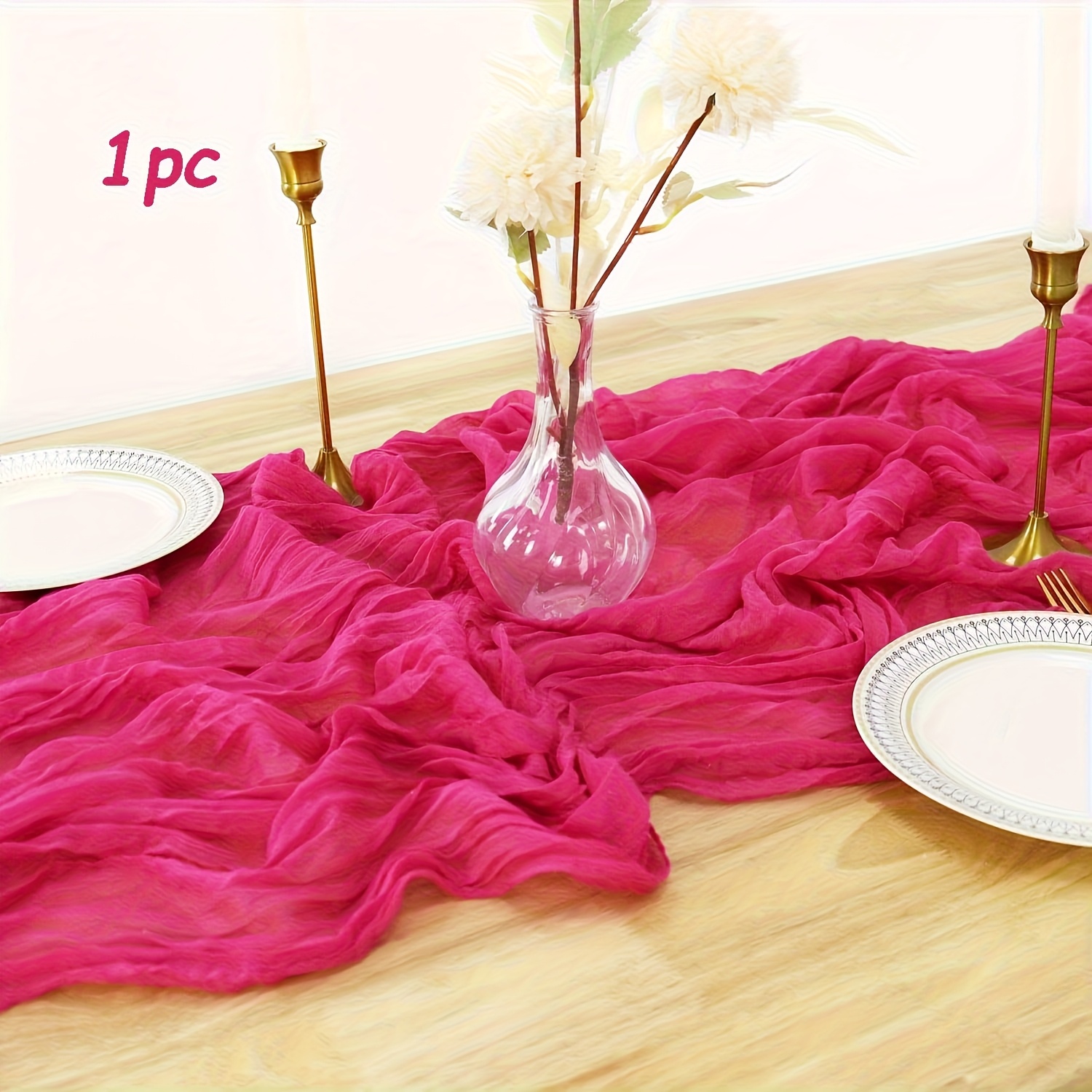 1pc, Pink Cheesecloth Table And Chair, Bohemian Tulle Romantic Table And Chair, Wedding Reception, Bridal Shower, Holiday, Thanksgiving, Halloween, Birthday Party, Table Decorations