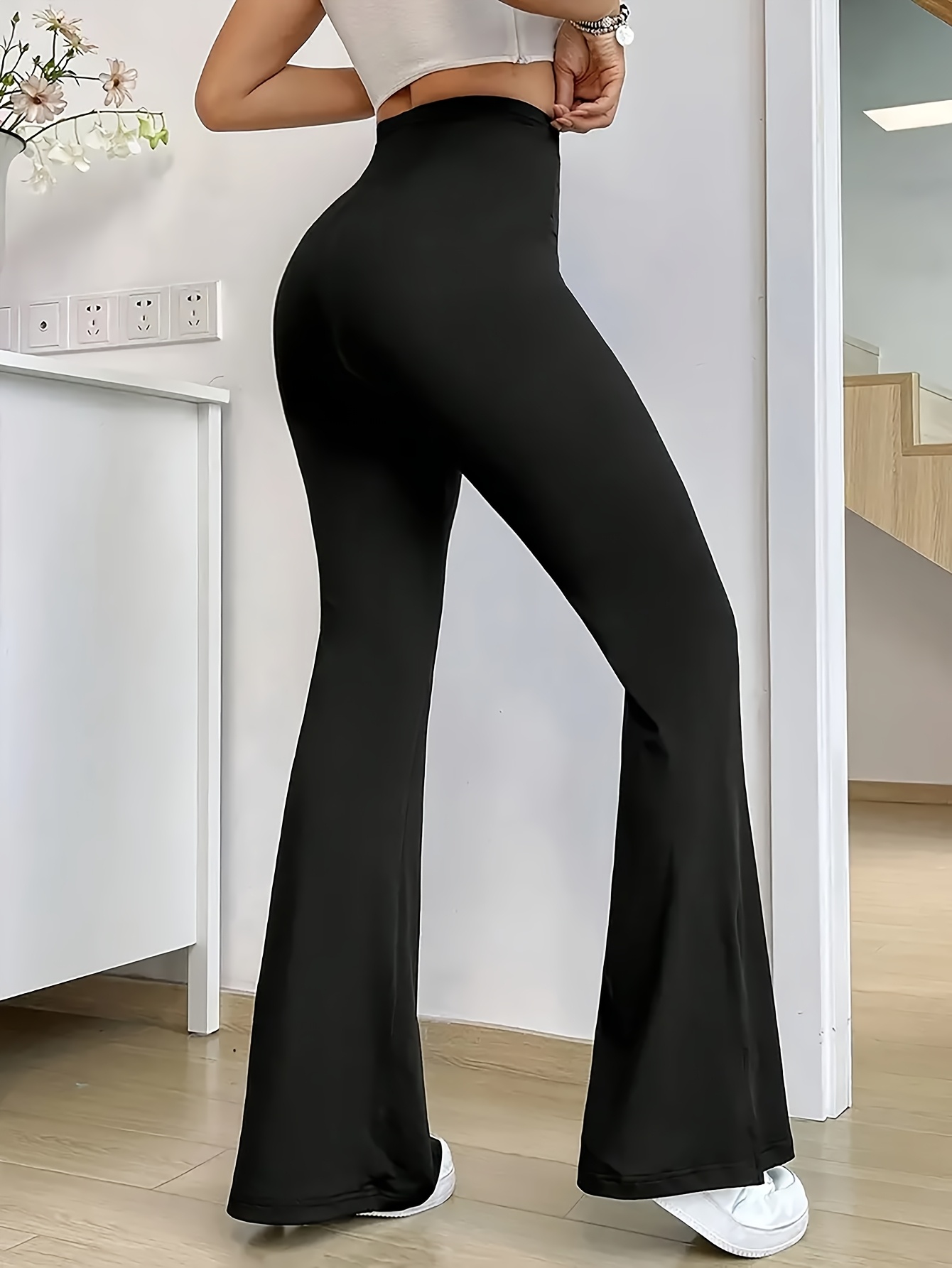 pantalones acampanados cintura mujer abertura lateral Temu El