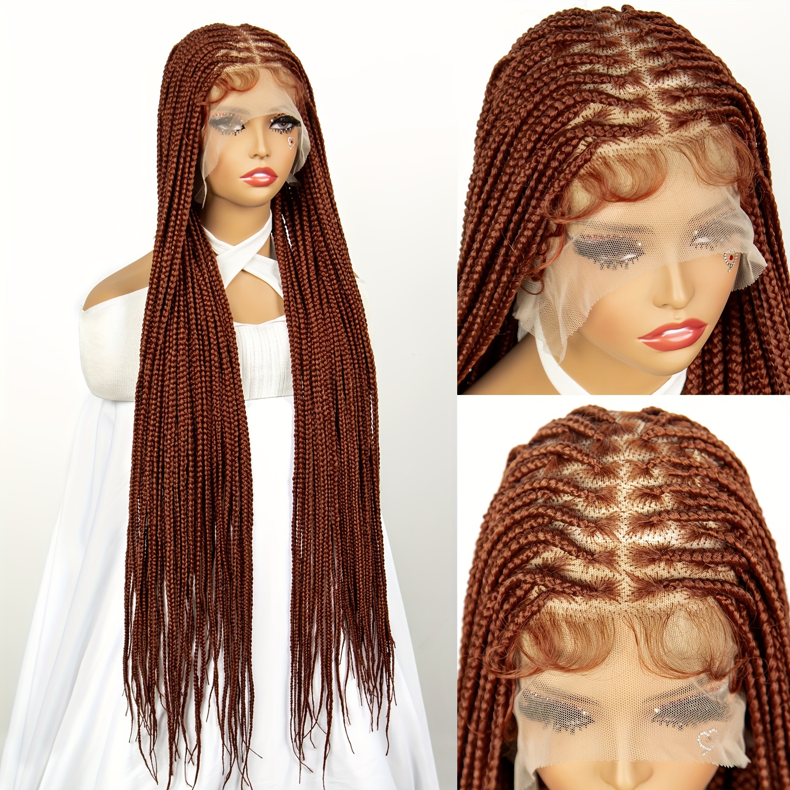 

Elegant Full Lace Braided Wigs For Women, High Temperature Fiber, 180% Density, Handmade Twisted Braids, Full Lace Cap, Versatile Styling - High-quality Synthetic Hair Extensions