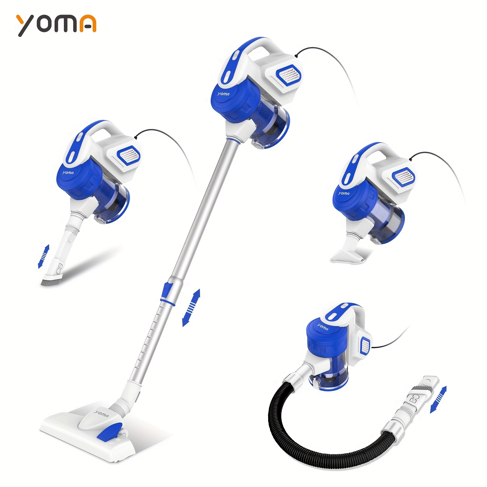 

Yoma Corded Vacuum Cleaner M2252, [6 In 1] 600w 20kpa Suction Stick Vacuum Cleaner, 24 Ft Hardwood , Lightweight Vacuum With Multi-tool & Soft Tube For Pet Hair, Hardwood, Stair - Blue