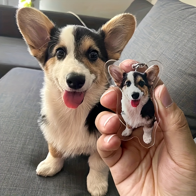 TEMU 2d Flat - 2d Custom Photo Keychain - Personalized Pet Photo Souvenir With Dog Profile, Durable Acrylic Souvenirs For Mourning Pet Owners, Custom