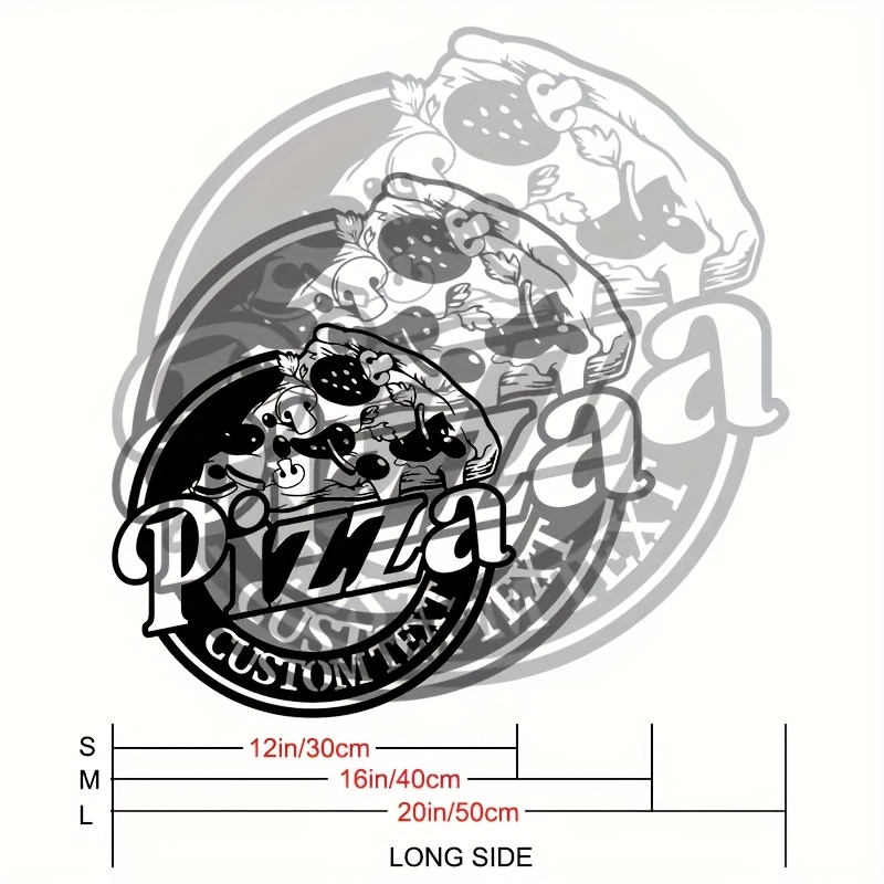 TEMU Customizable Pizza Metal Wall Art Logo - Personalized And Decoration, Black And White Chili Design, Durable Metal Material, Suitable For Indoor