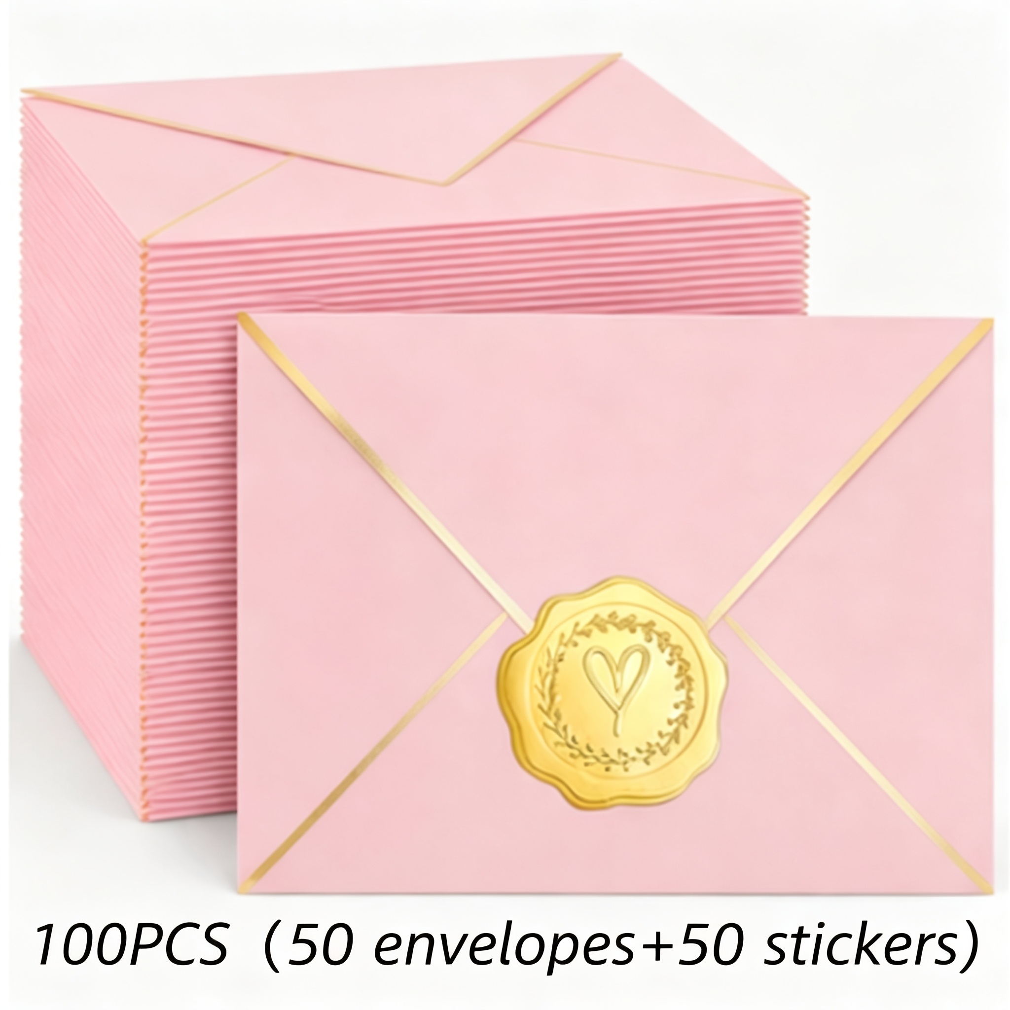 TEMU 100pcs Pack Envelopes With Stickers Suitable For Invitations, Greeting Cards, Wedding, Birthday, Party Supplies - Self-sealing Mailing Envelopes