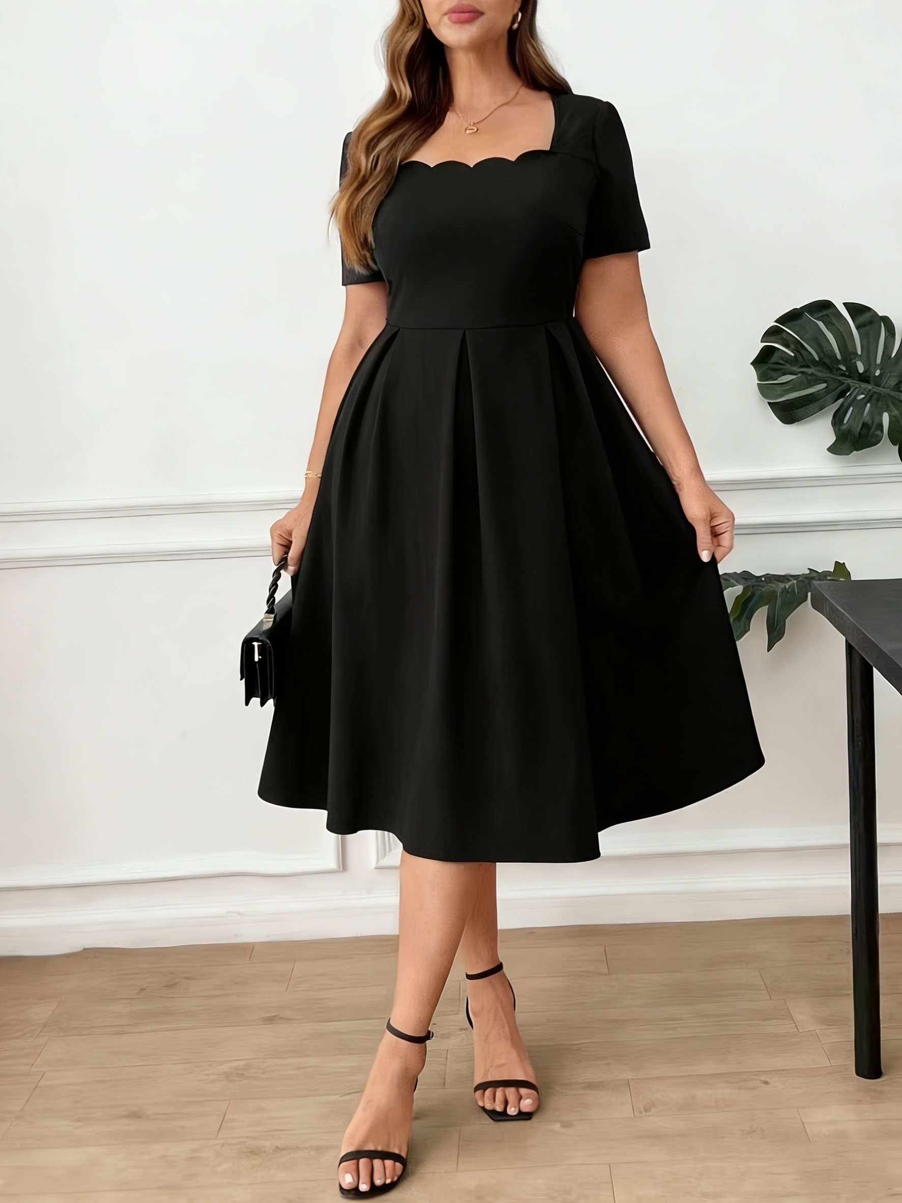 white christmas dresses Plus Size Black Chic Fit and Flare Dress – Dahlia: Plus Size Dresses  Clothing main image 0