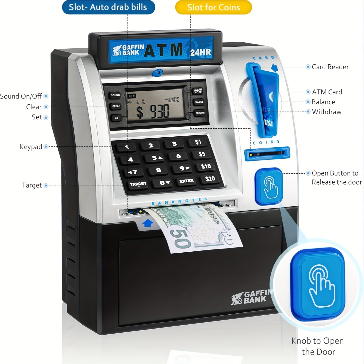 piggy bank for boys girls kids bank for and electronic atm cash coin bank money saving box with password birthday gifts for boys girl x large Product details 0
