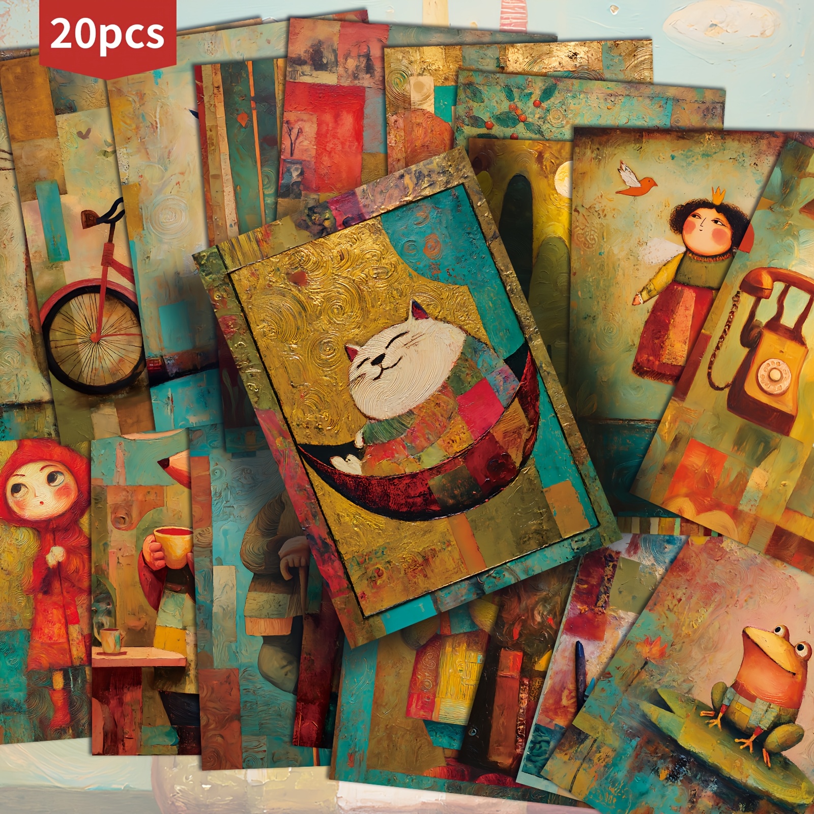 TEMU 20 Tarjetas Postales Vintage de Animales Surrealistas y - 4x6 Pulgadas, Papel para Diarios de Recortes, Ilustraciones Clásicas de , Tarjetas