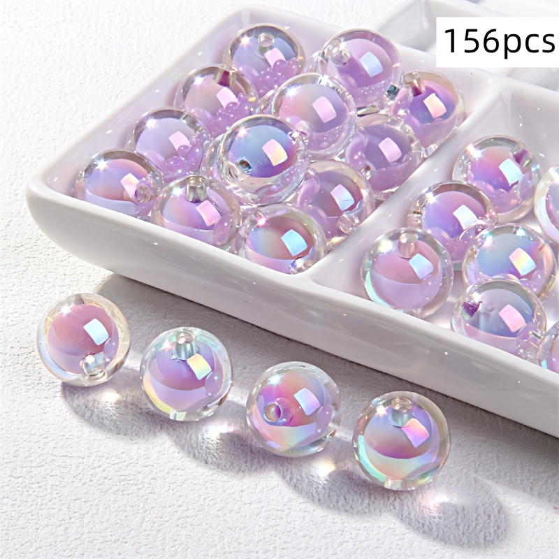 Image of 156pcs 8mm Acrylic Colorful Beads - , Exquisite Acrylic Beads For Bracelets, Necklaces, Rings, And Phone Chains. For Crafting Elegant Gifts