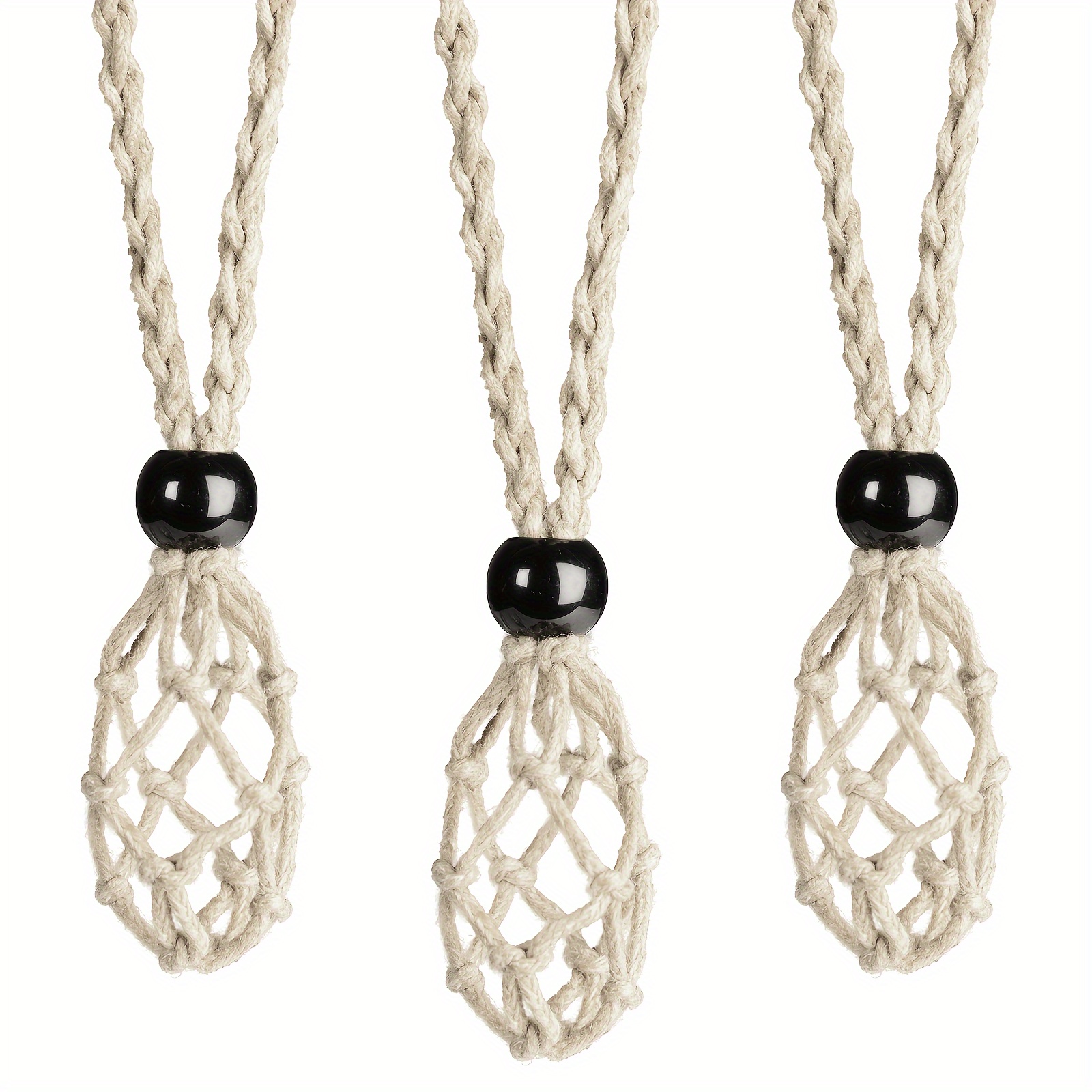 3pcs Crystal Cage Necklace Holder Cord with Adjustable Length