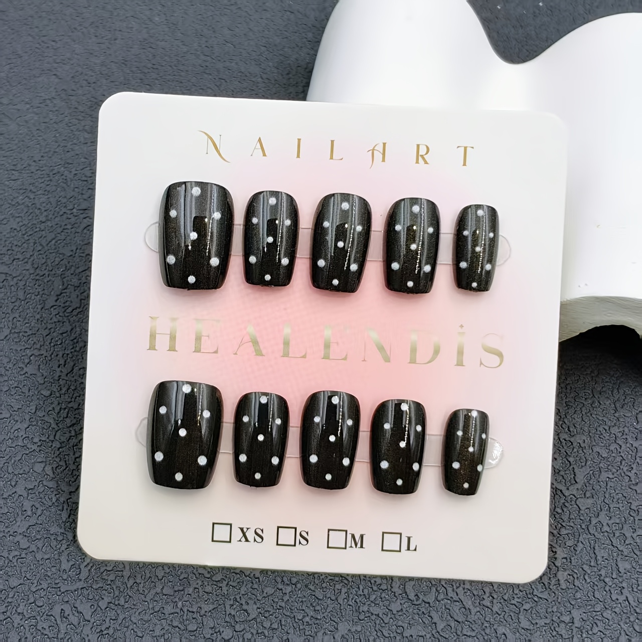TEMU Handmade Nail Art, 10pcs Set, Black And White Short , Beautiful, Fashionable, Perfume-, Nails, Light Nails, Summer Nails, Press-on Fake Nails,