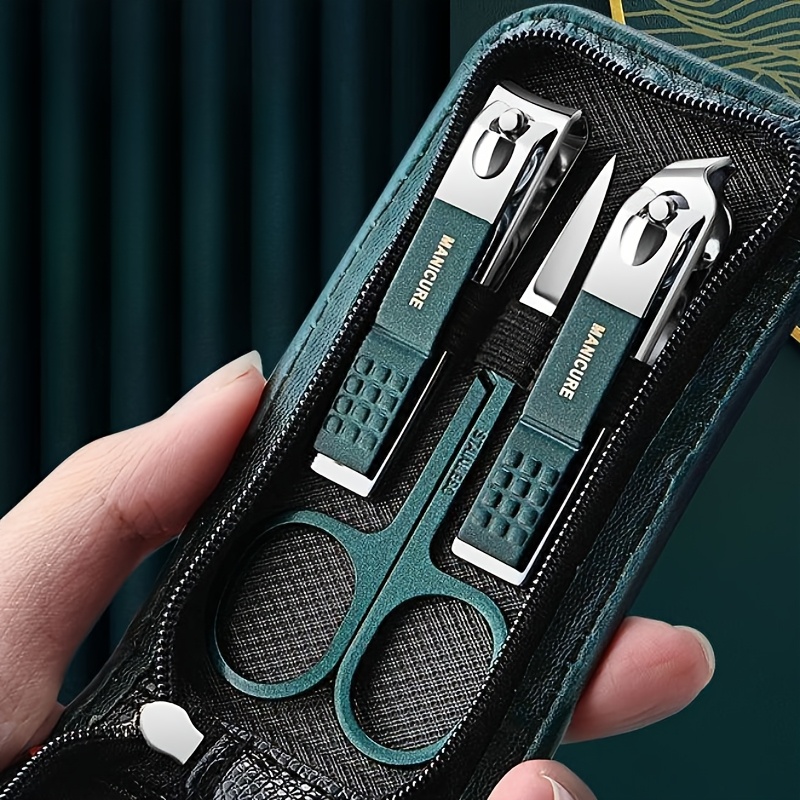 Image of 6pcs Stainless Steel Nail Clipper Set, Manicure Care Tools With Ear Spoon, Alcohol- Care Tools, With Portable Case