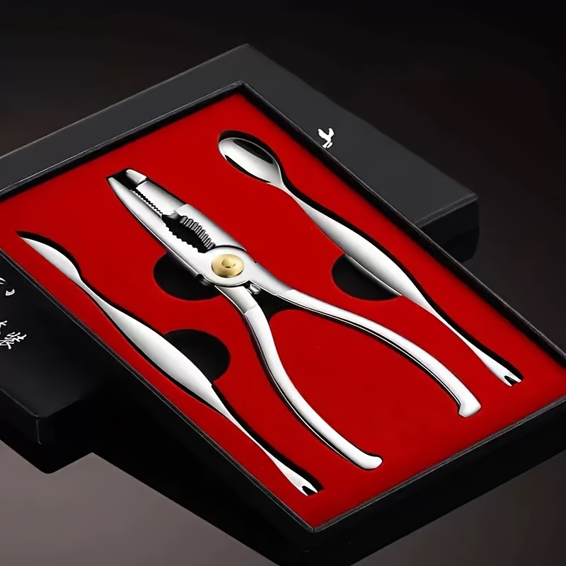 TEMU 3 kosov orodij za rake, primeren za rake, jastoge in morsko hrano – nerjavne lomilke za rake, odstranjevalec mesa in razdeljevalnik – idealno za