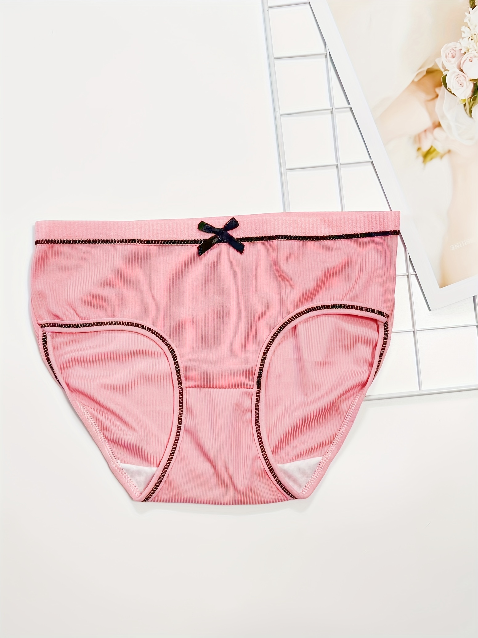 Girls Triangle Panties Cute Bow Stripe Panties Soft - Temu