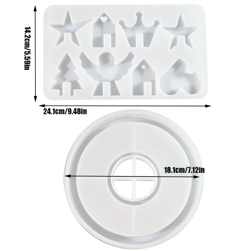 Image of 2pcs-silicone Moulds Decorative Plate Inserts - Candle Holders - Candle Holders - Plate Decorations - Tongue & Moulds - Castings - Ornaments Moulds Ornaments Drip Moulds Plaster Small House Moulds