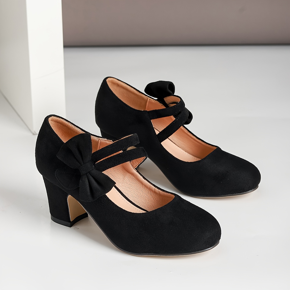 schwarze kunstleder high heels schleifendekor Temu Germany