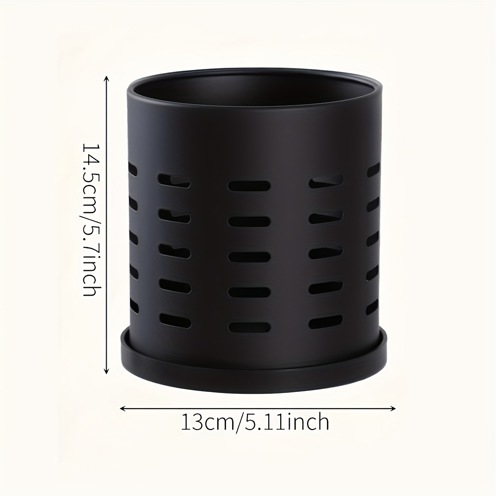 Image of 1/2pcs, Kitchen Utensil Storage Tube, Large/small Hollow Drainage Chopstick Holder, Knife, Fork, Spoon Utensil Organizer Box, Black Minimalist Organization Tool