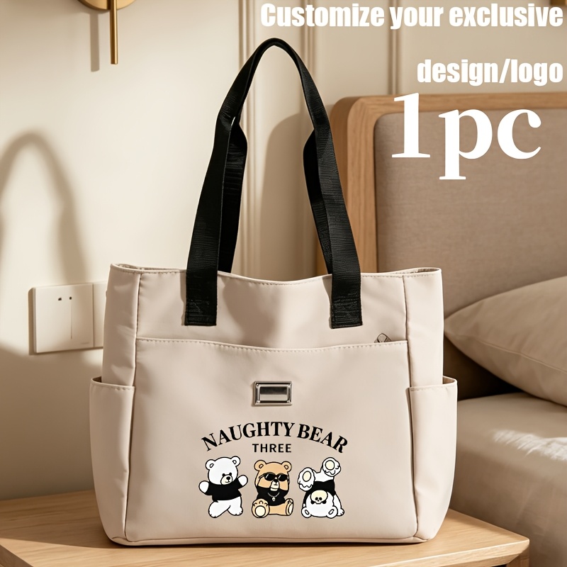 TEMU [women's Shoulder Bag] Personalized Custom Women's Shoulder Bag, Custom Personalized Photo, Pattern, Text, Large Capacity White/black Versatile