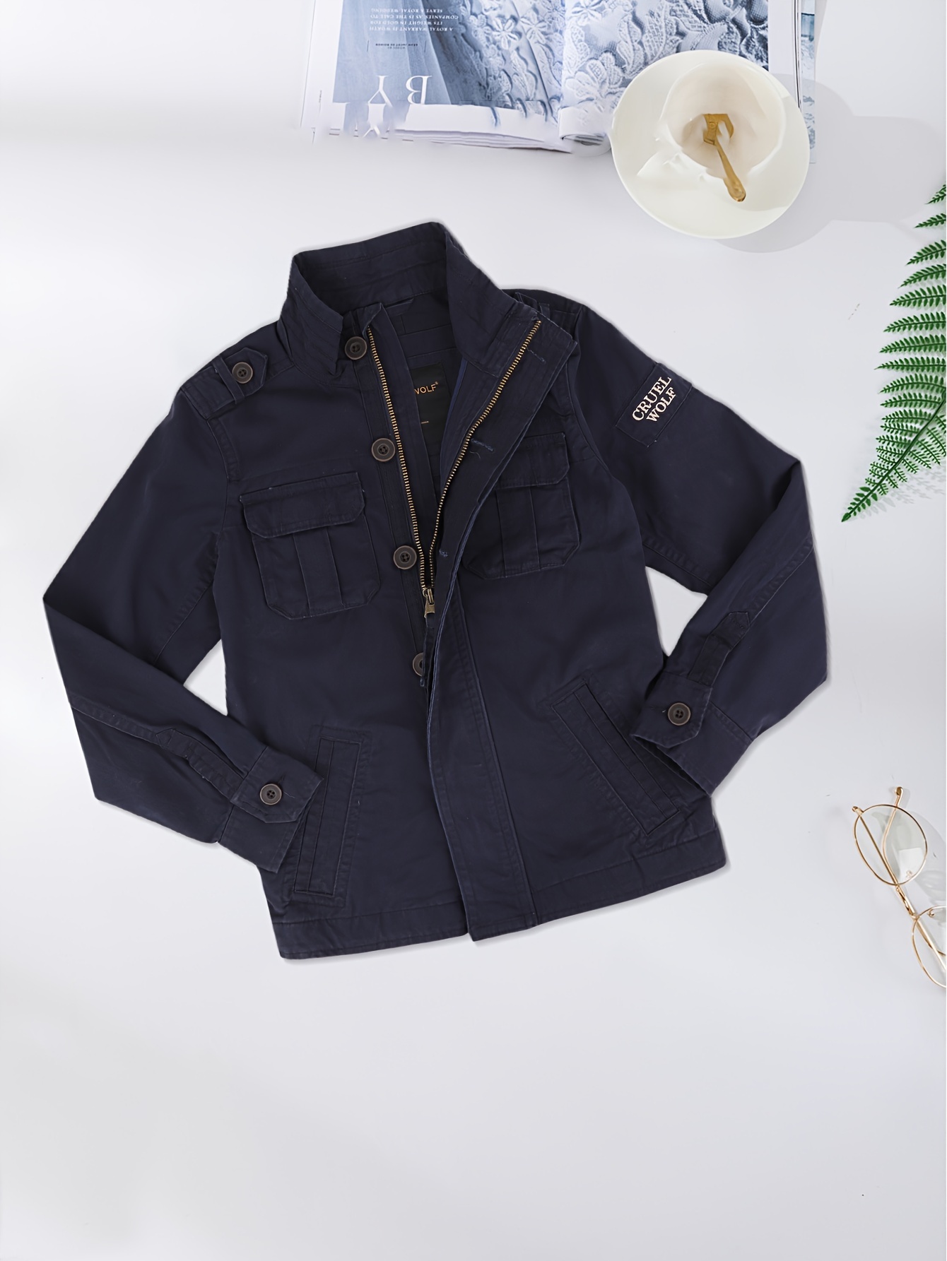 【BAON】Yorui cotton pocket field jacket American Retro M65 Field Jacket Men's Cotton Multi Pocket