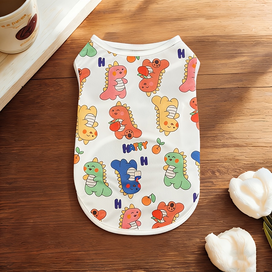 TEMU Gilet Super Doux pour Petits Animaux, Motif Dinosaure Coloré et , Adapté aux Petits Chiens et Chats, Léger et Chaud Toute l'Année, -Perte de