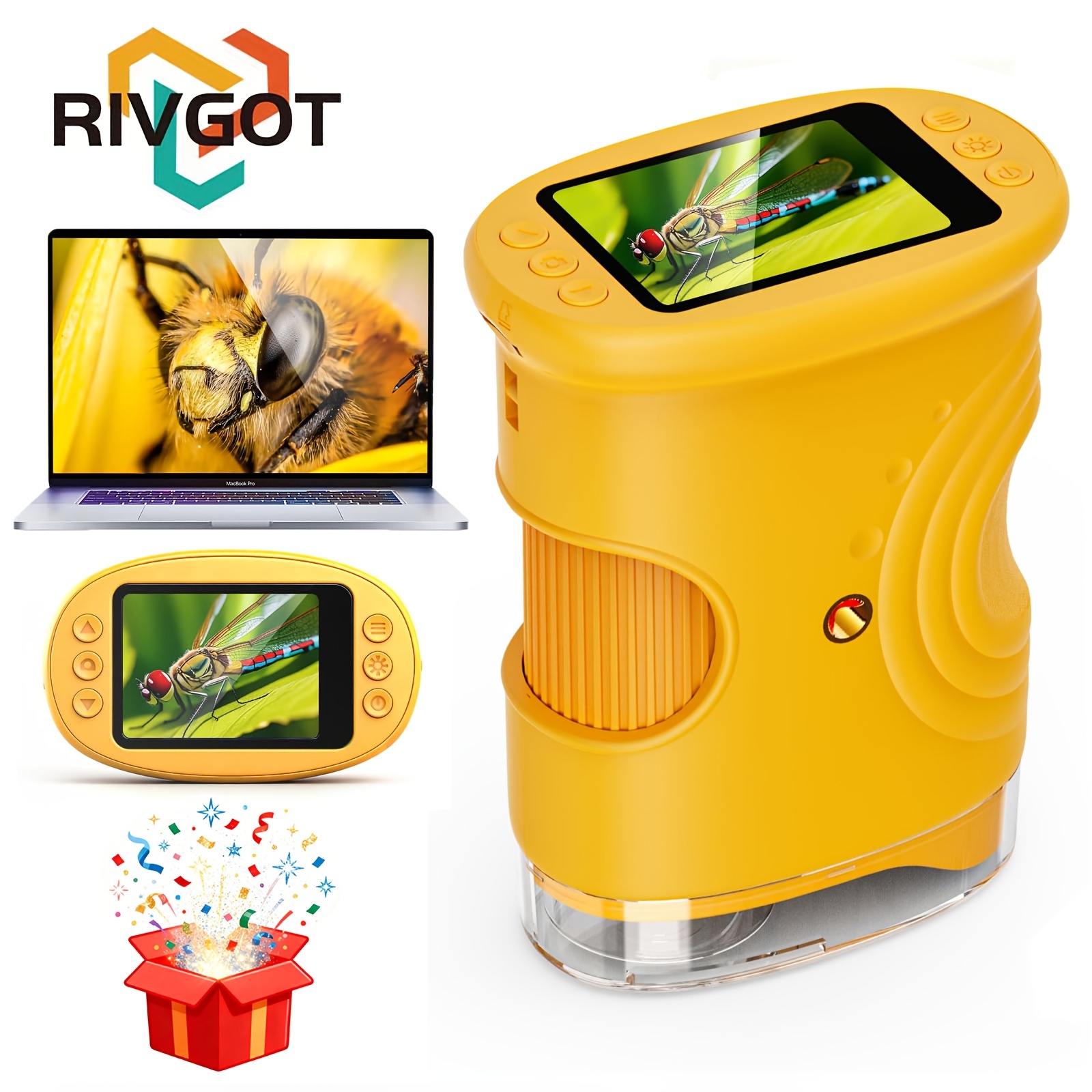 item picture   usb microscope 2 inch ips screen 1000 handheld digital   pocket portable camera toy compatible with   science education birthday gift for kids students ages 3 12