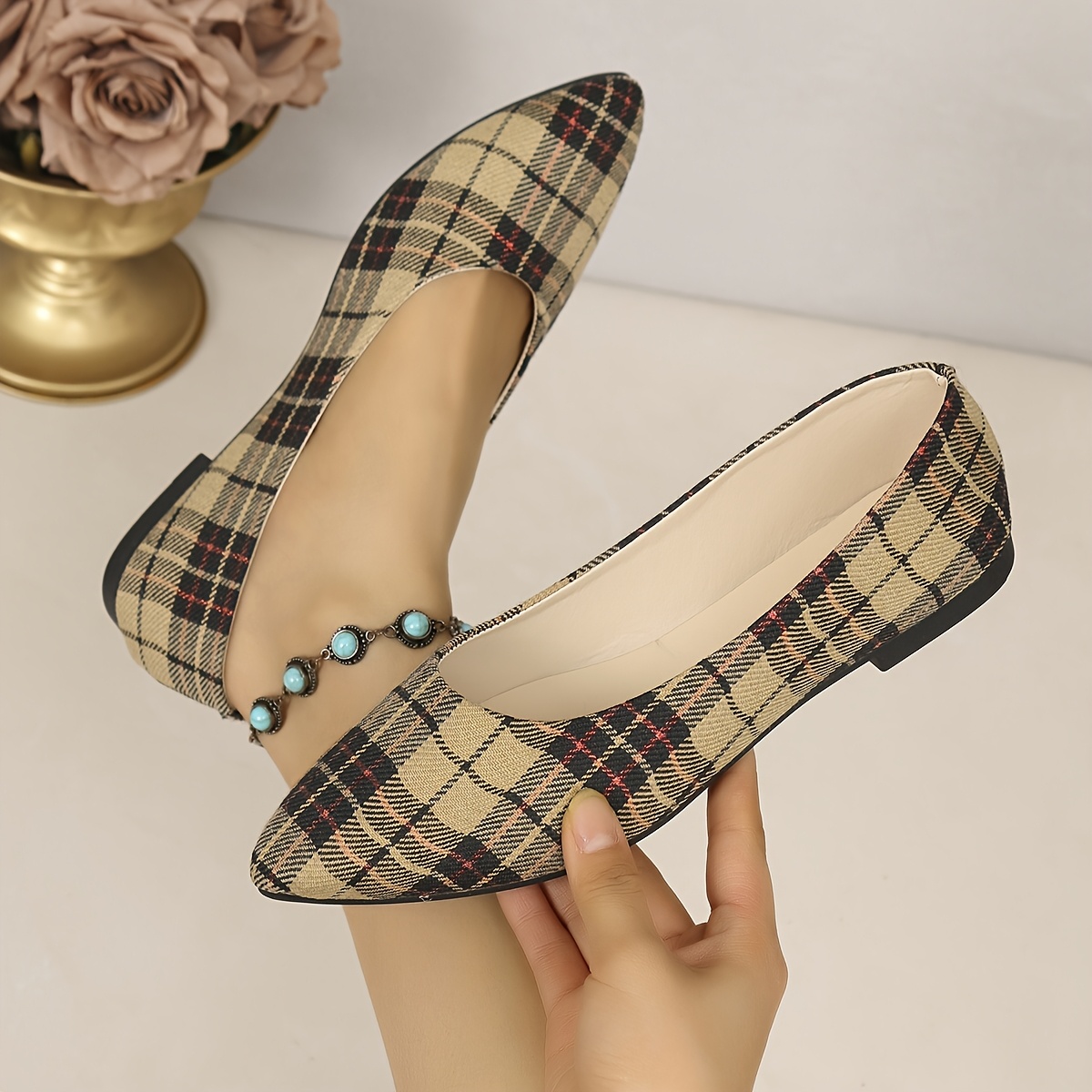 TEMU Pointed Toe Slip-on Flat Shoes, Women Shoes
