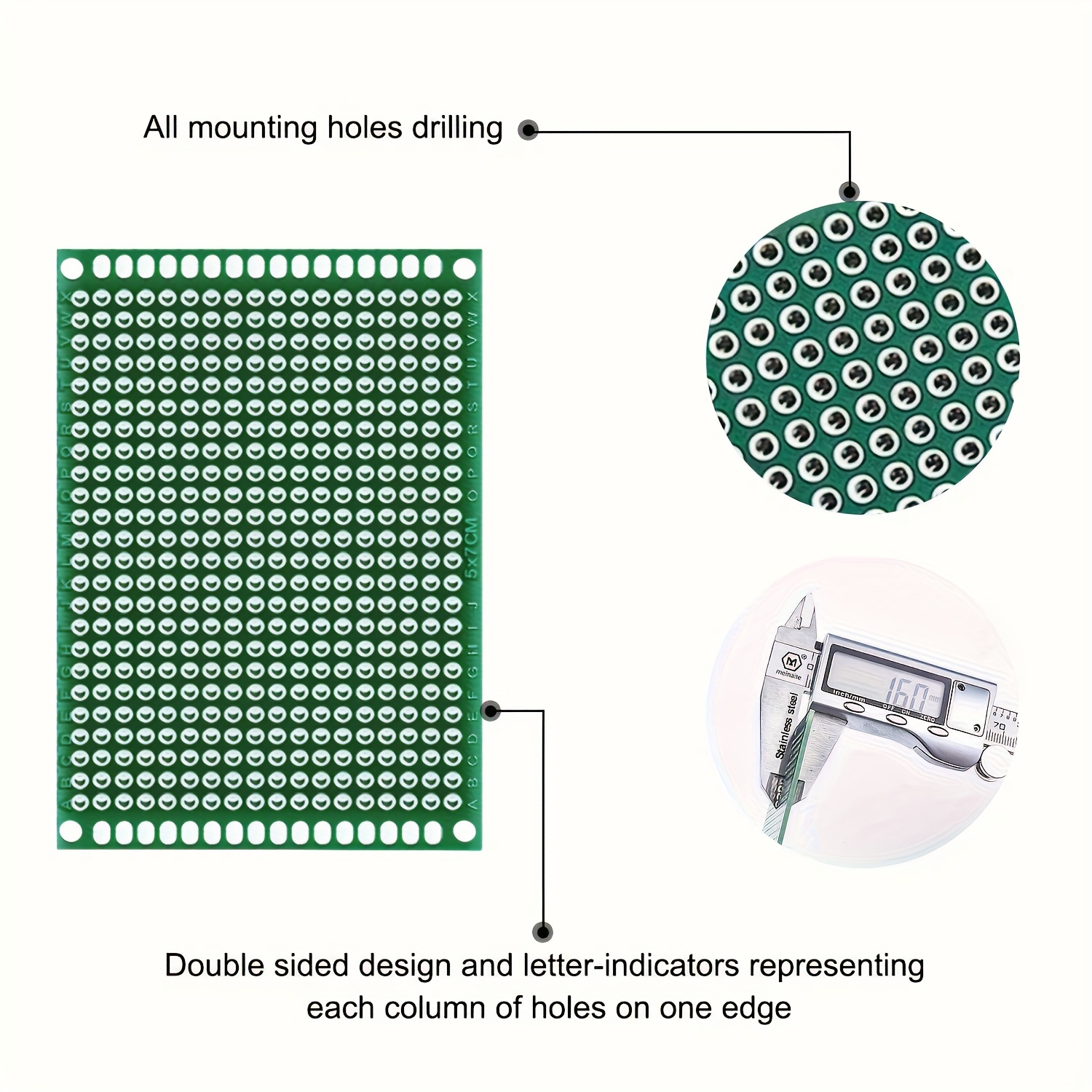 kit de placas de pcb cara de 33 piezas, 5 tamaños de placas de impreso verdes universales, ideales para soldadura de componentes electrónicos, perfectas para proyectos diy de soldadura Detalles del producto 1