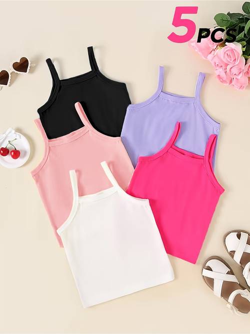 set of five solid color camisoles for girls designed underwear suitable for children throughout spring summer autumn and