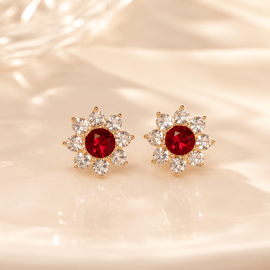 TEMU A Pair Of Elegant And Exquisite Floral Earrings For Women - Designed With And Transparent Glass, Featuring Pastoral Style. Suitable For Daily