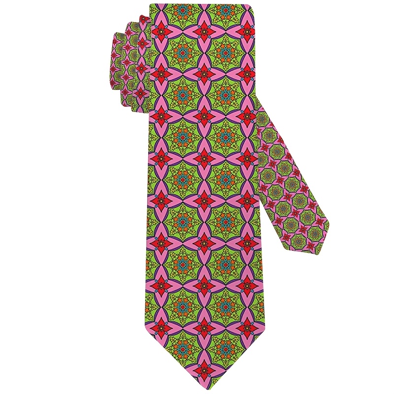 TEMU 1 stuks, Kleurrijk Romantisch Geometrisch Bloemenpatroon Gedrukt Stropdas, Zacht En Stijlvol Accessoire voor Bruiloften, Dates, Feesten, Casual
