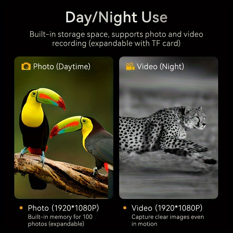 Monoculaire/Binoculaire Numérique HD Vision Nocturne de 2 à 2.8 Pouces, Image Claire 1080P, 128 Go d'Espace Intégré pour Enregistrement Photo & Vidéo, Idéal pour Surveillance Agricole et Observation Faunique, Surveillance Extérieure,Conception Portable,Appareil Portable,Jumelles HD,Amateurs de Faune Détails du produit 6