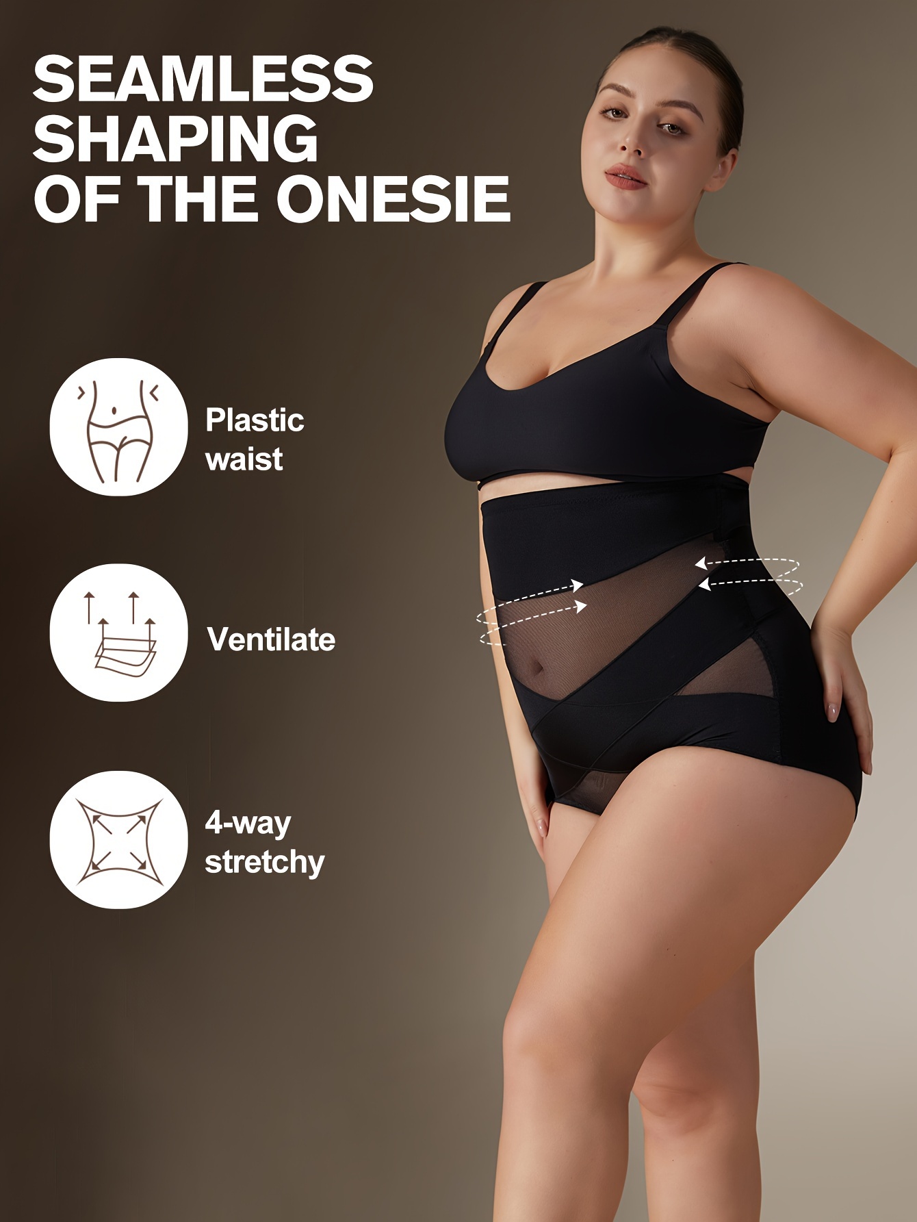 1pc High-Waist Tummy Control Shaping Panties with Cross-Compression Design - Seamless, No-Show Underwear for Women, Nylon & Elastane Blend, Machine Washable, Elegant Solid Color, Slimming Fit for Belly & Hips, Waist Slimming Panties|Crosscompression Panties|Before After Comparison, Tummy Control Underwear