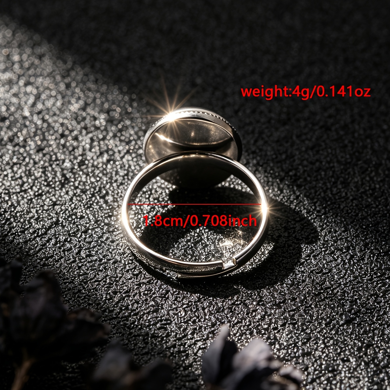 Women's Minimalist Black Polka Dot Open Ring