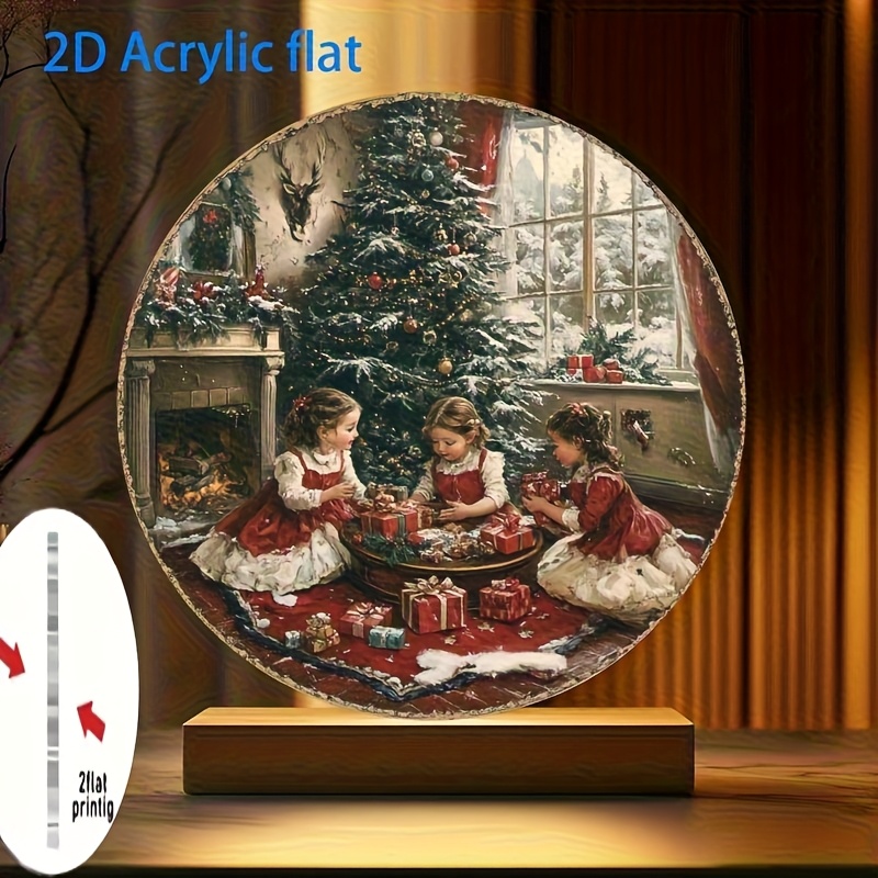 TEMU Letrero de corona redonda acrílica 2D con tema retro de Navidad, adecuado para cocina, tienda, y decoración de pared de oficina. Regalo ideal