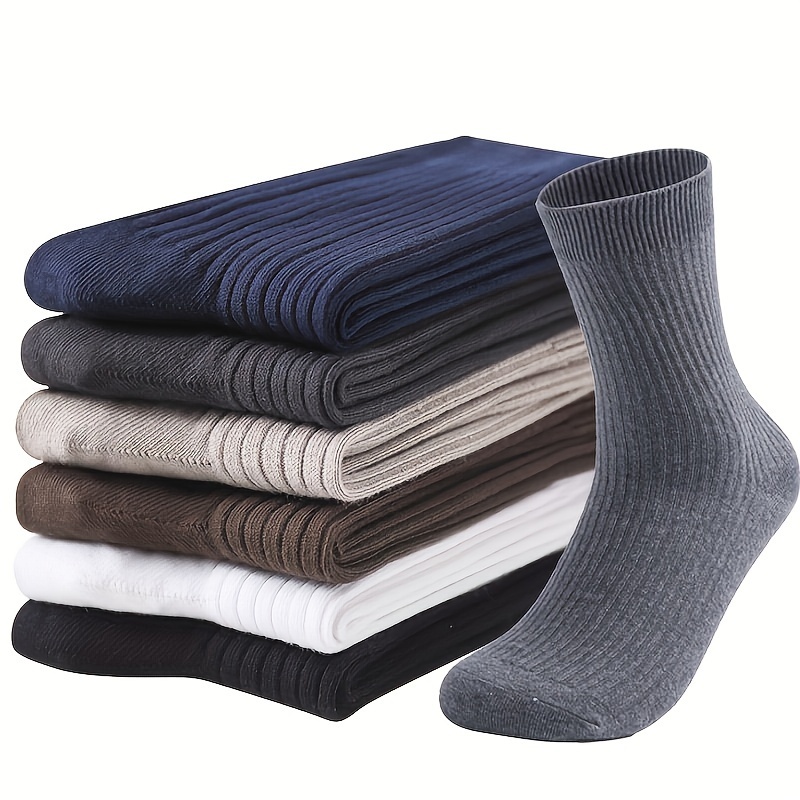5-pair Men's Solid Color Crew Socks, Sweat-absorbent and Breathable, Suitable for All Seasons, Business Socks, Sports Socks, Unisex Asian Sizes 2 5-pair Men's Solid Color Crew Socks, Sweat-absorbent and Breathable, Suitable for All Seasons, Business Socks, Sports Socks, Unisex Asian Sizes - Image 2