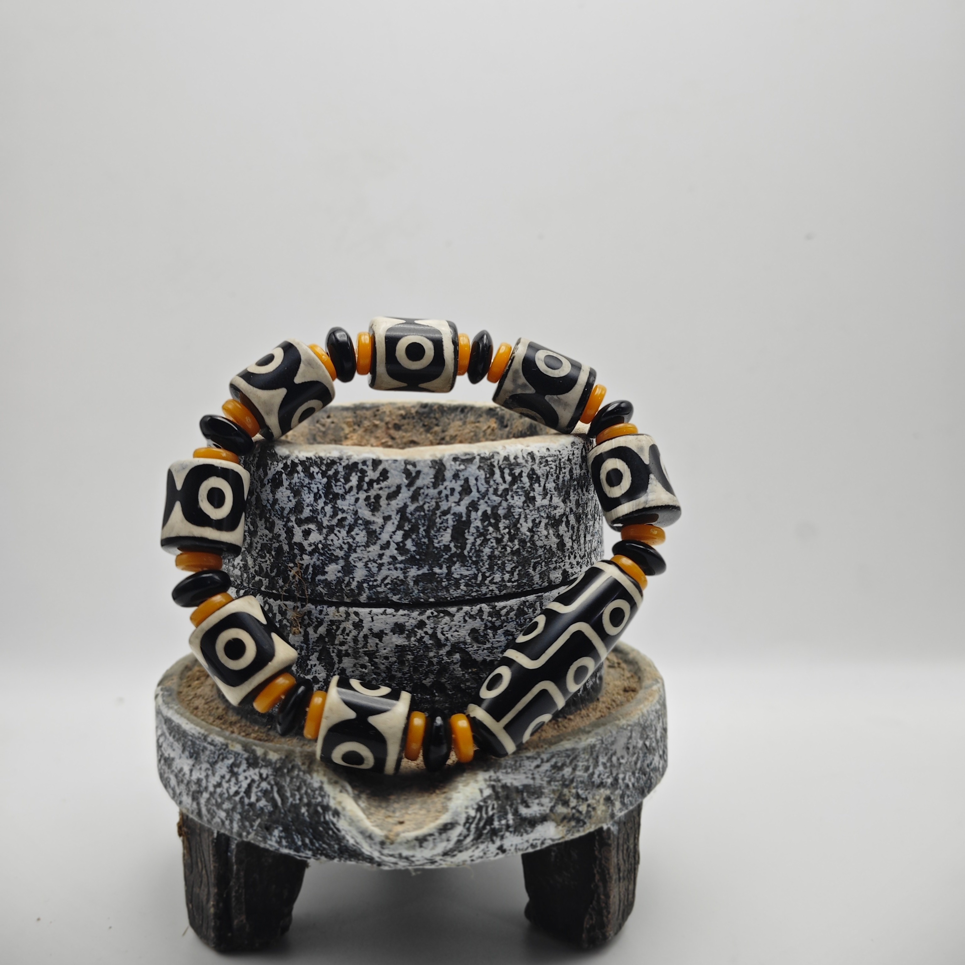 

Natural Agate Beaded Bracelet, Men's Retro Bracelet