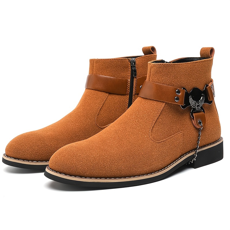 Men\'s Brown Suede Boots with Chain Detail Men main image 3